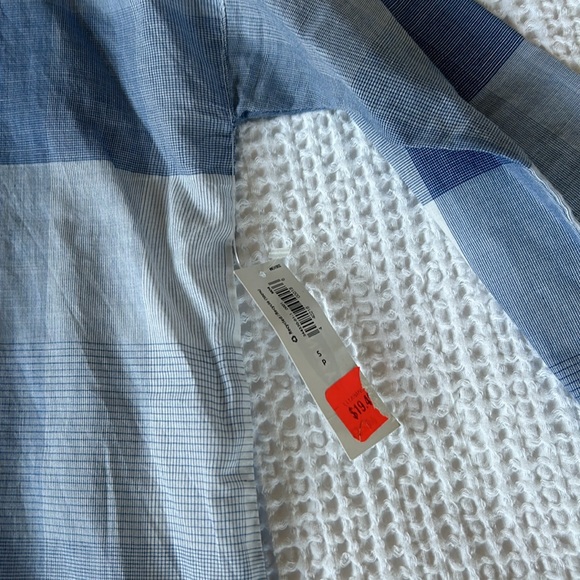 Old Navy Blue and White Boyfriend Flannel Button Up Shirt Long Sleeve - Picture 4 of 6